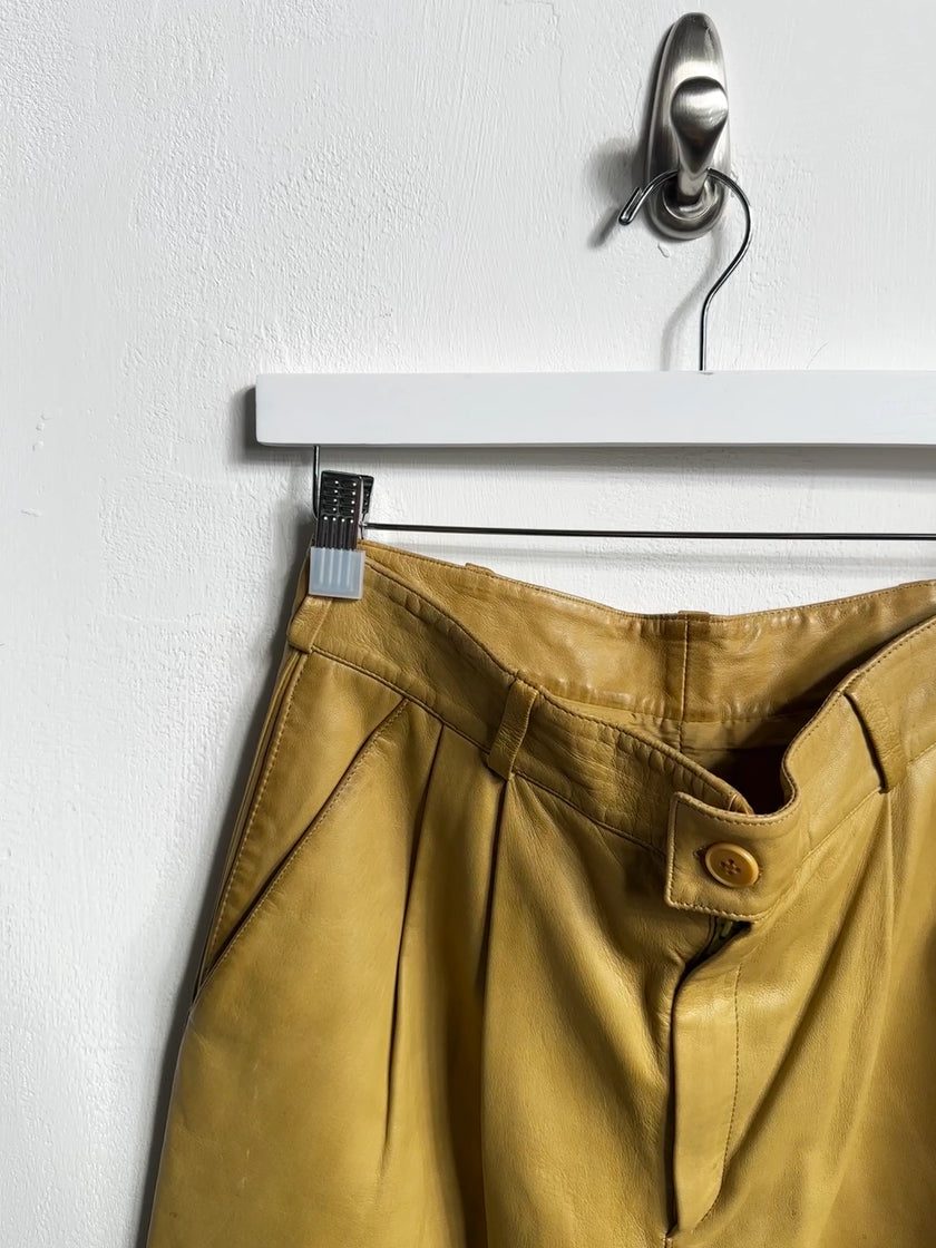 GIANNI VERSACE - 1980s LEATHER TROUSERS WITH FRONT PLEATS