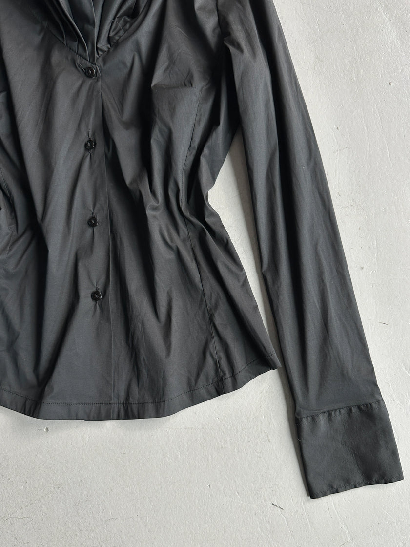 1990s EXTRA WIDE COLLAR BUTTONED BLOUSE