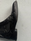 ITALIAN LABEL 2000s LEATHER BOOTS WITH APRON STITCHING