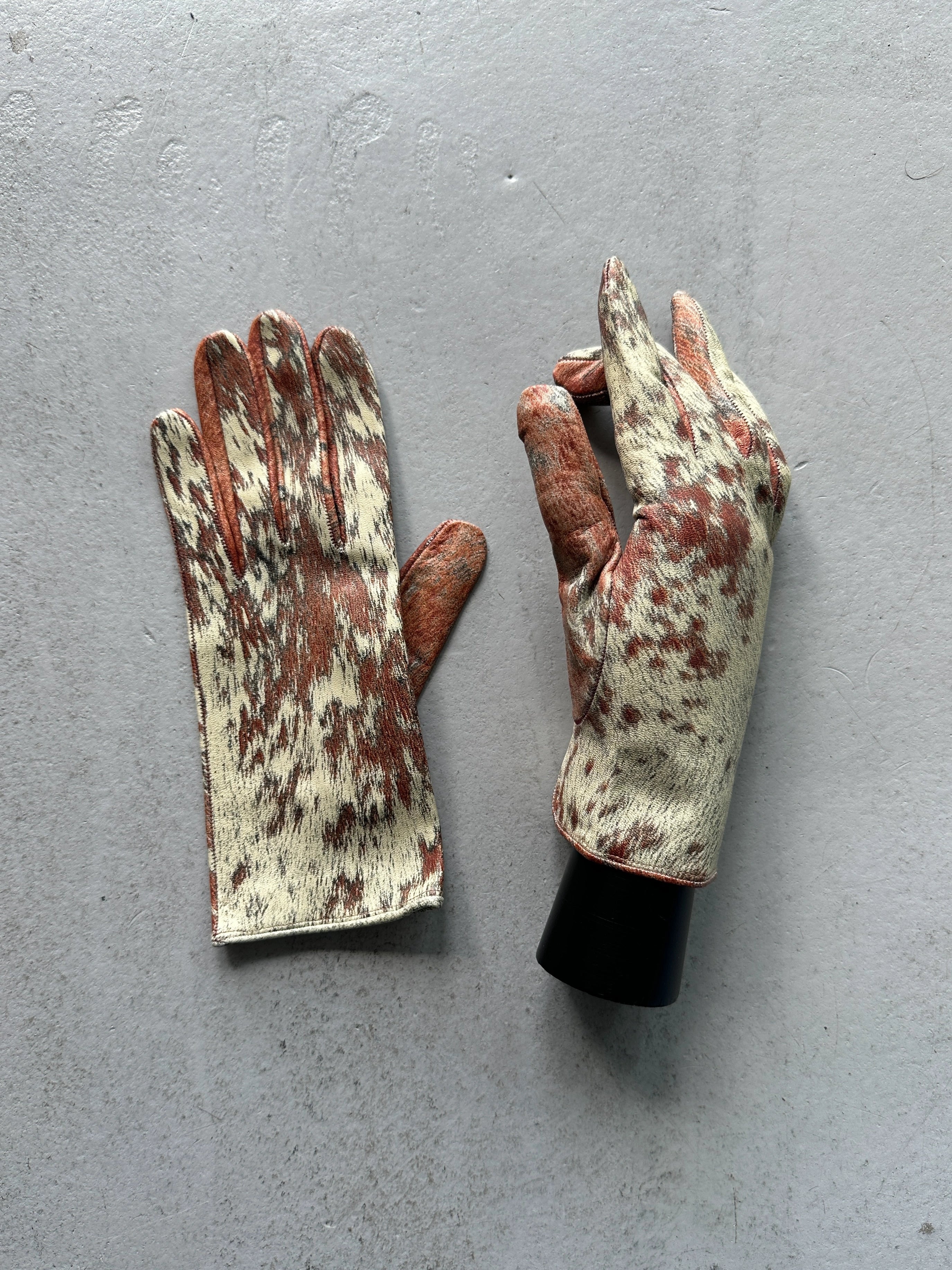 ROBERTO CAVALLI - 1990s ANIMALIER LEATHER GLOVES