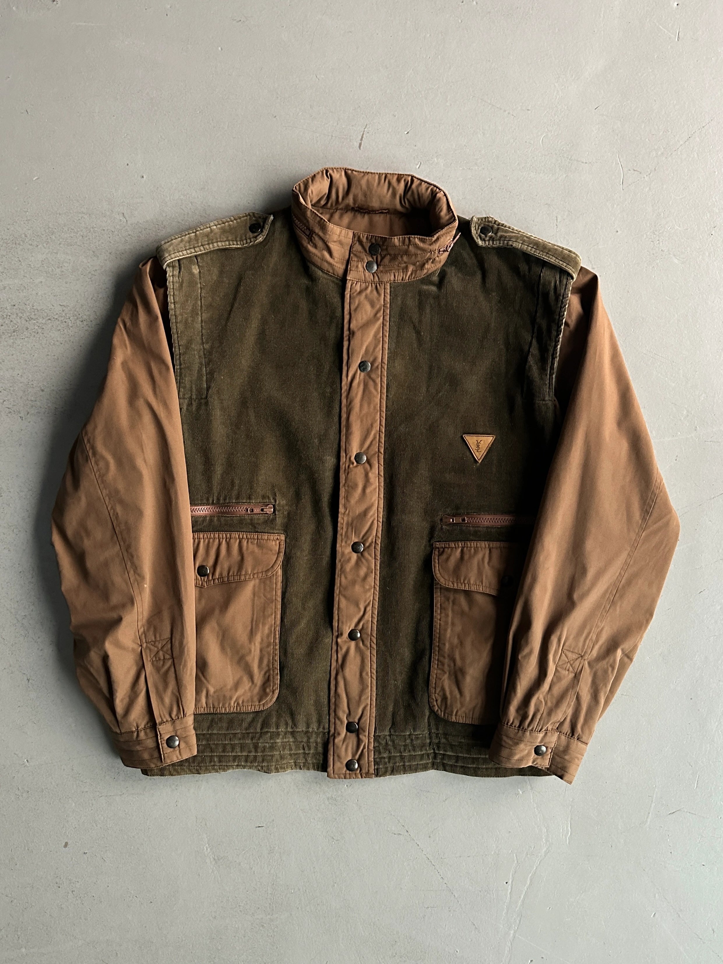 YVES SAINT LAURENT - 1980s CORDUROY JACKET WITH CONTRASTING SLEEVE