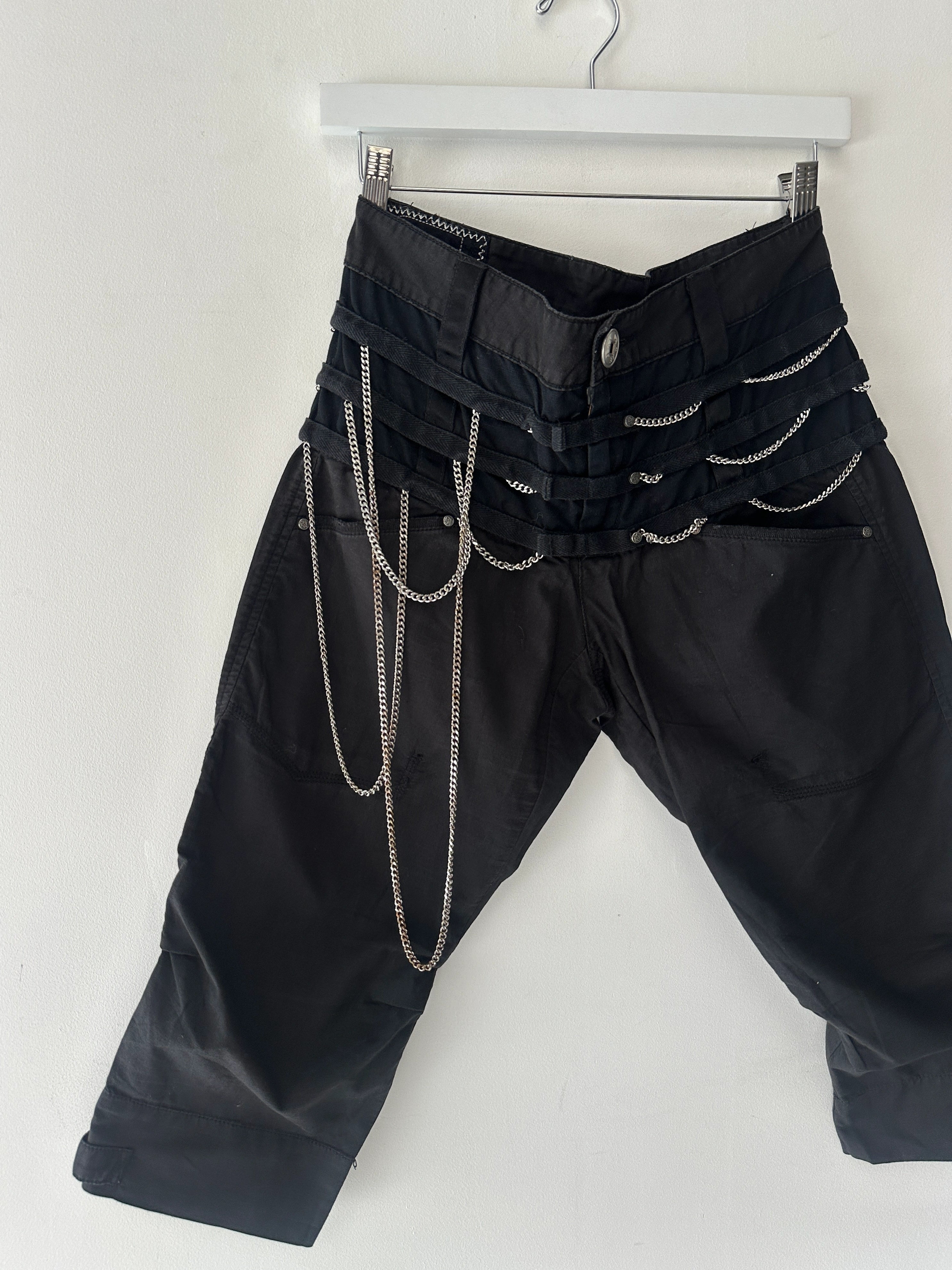 MARITHÉ + FRANÇOIS GIRBAUD - S/S 2008 PANELED CROPPED TROUSERS WITH CHAIN DETAILS