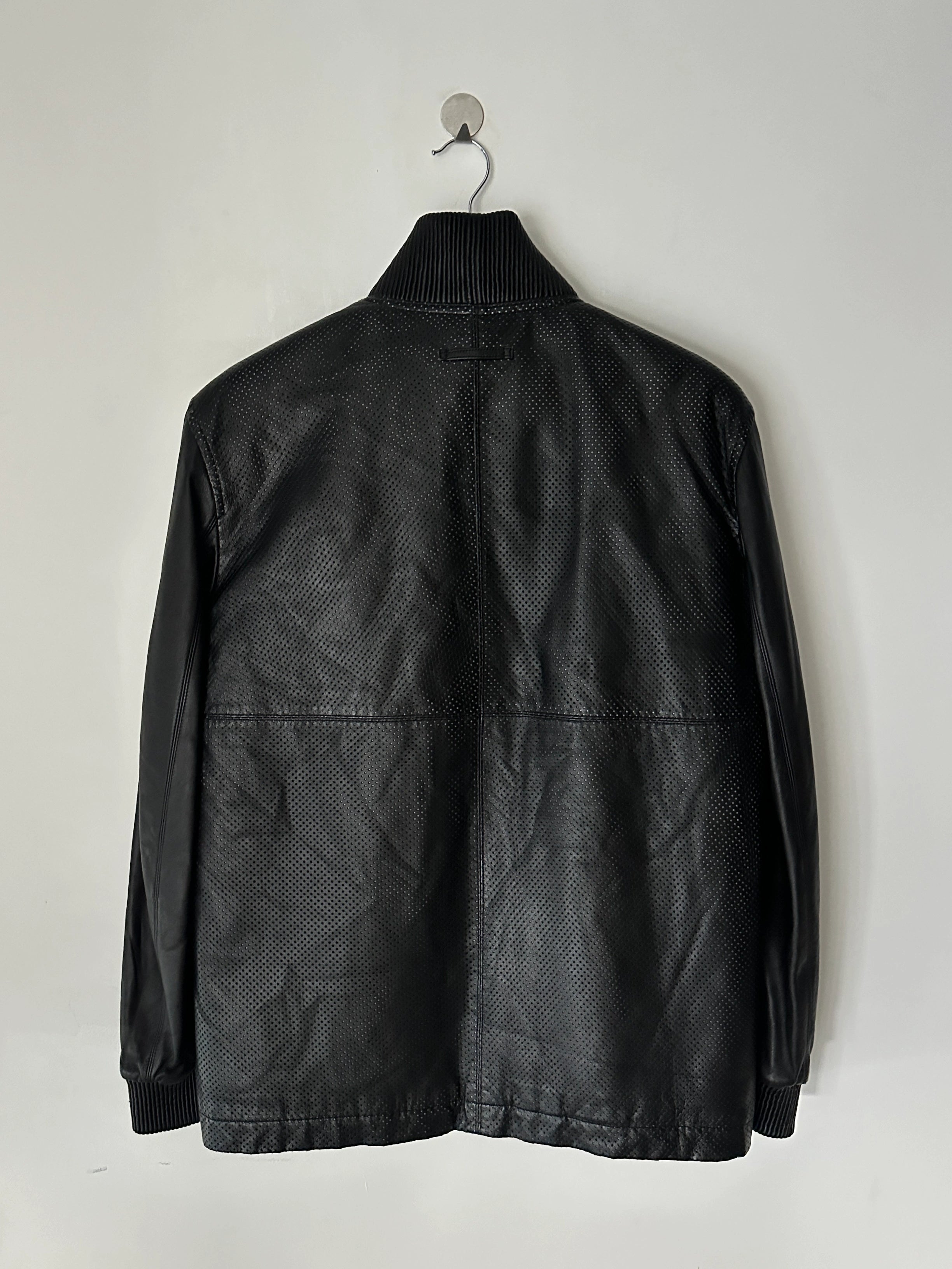 JEAN PAUL GAULTIER OBJET - 1990s PERFORATED LEATHER JACKET WITH ZIP OFF FUR LINING
