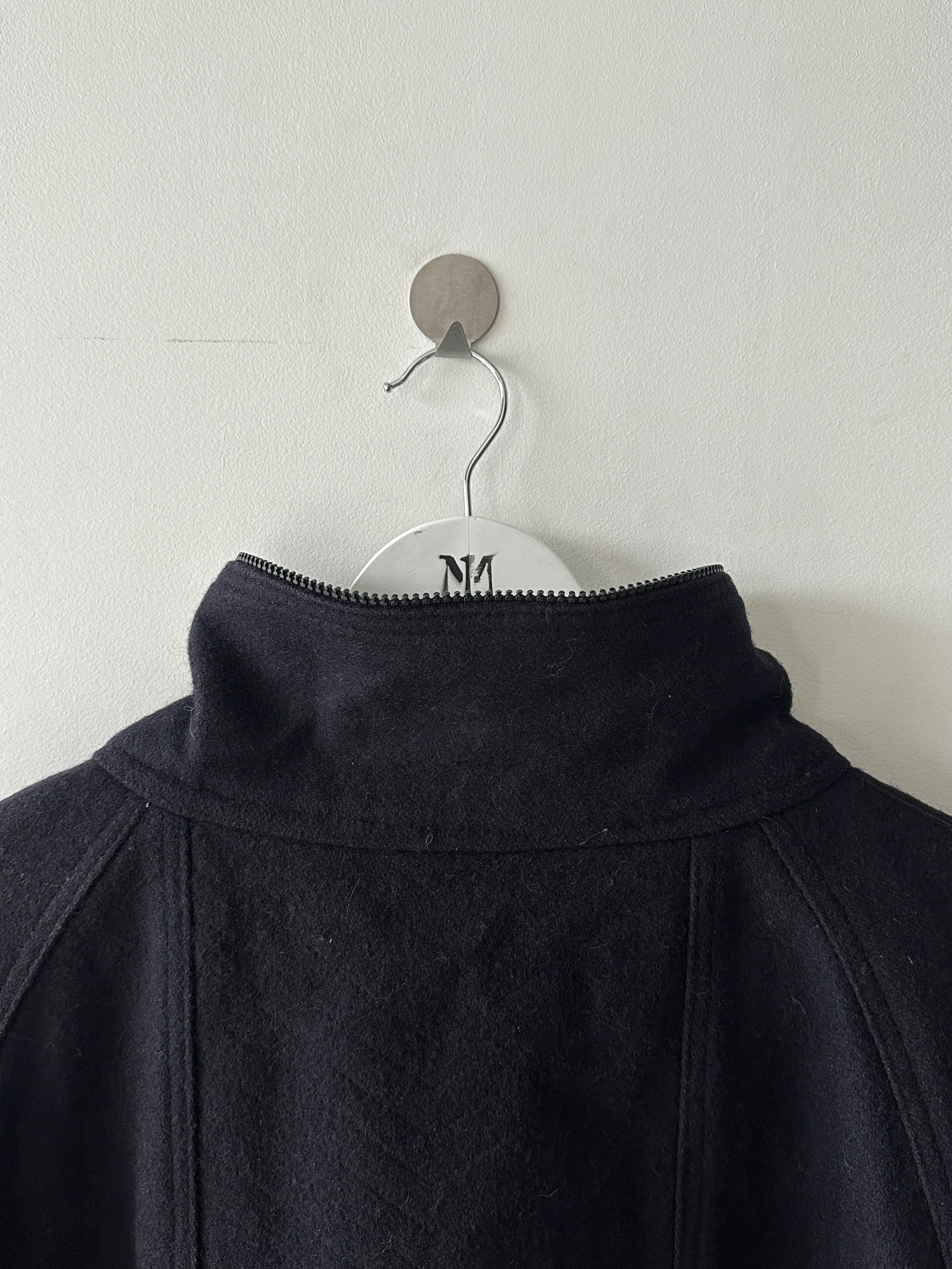 ITALIAN LABEL 1980s WOOL JACKET WITH REMOVABLE ZIPPED HOOD