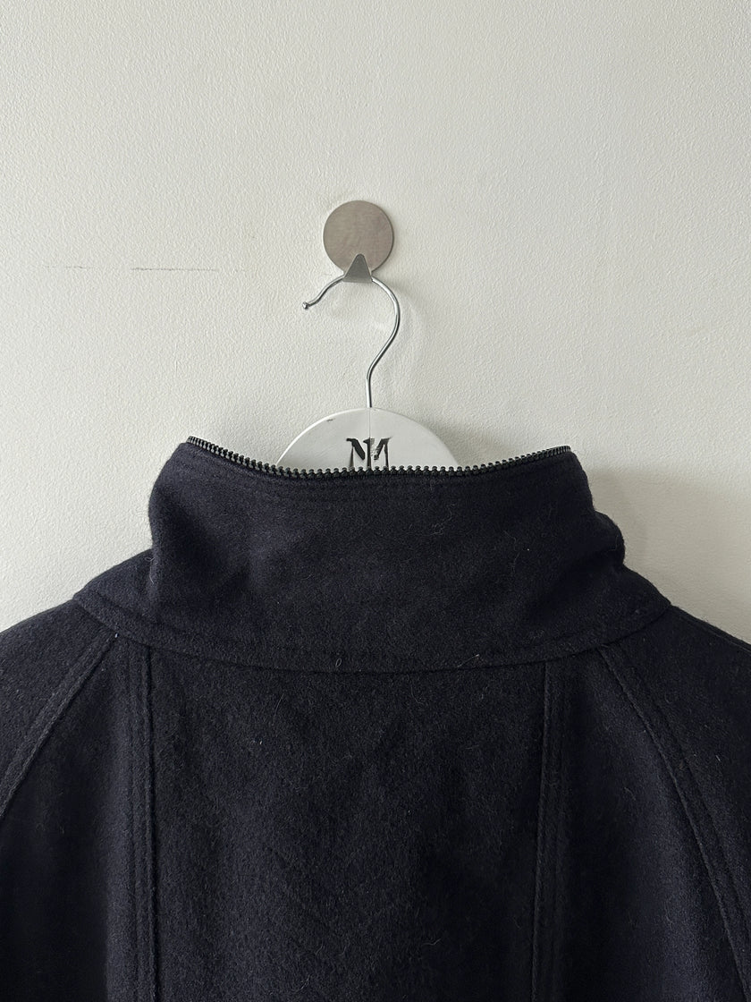 ITALIAN LABEL 1980s WOOL JACKET WITH REMOVABLE ZIPPED HOOD