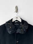 COMME DES GARÇONS - 1990s VELVET BLAZER WITH FLORAL APPLIQUÉ COLLAR