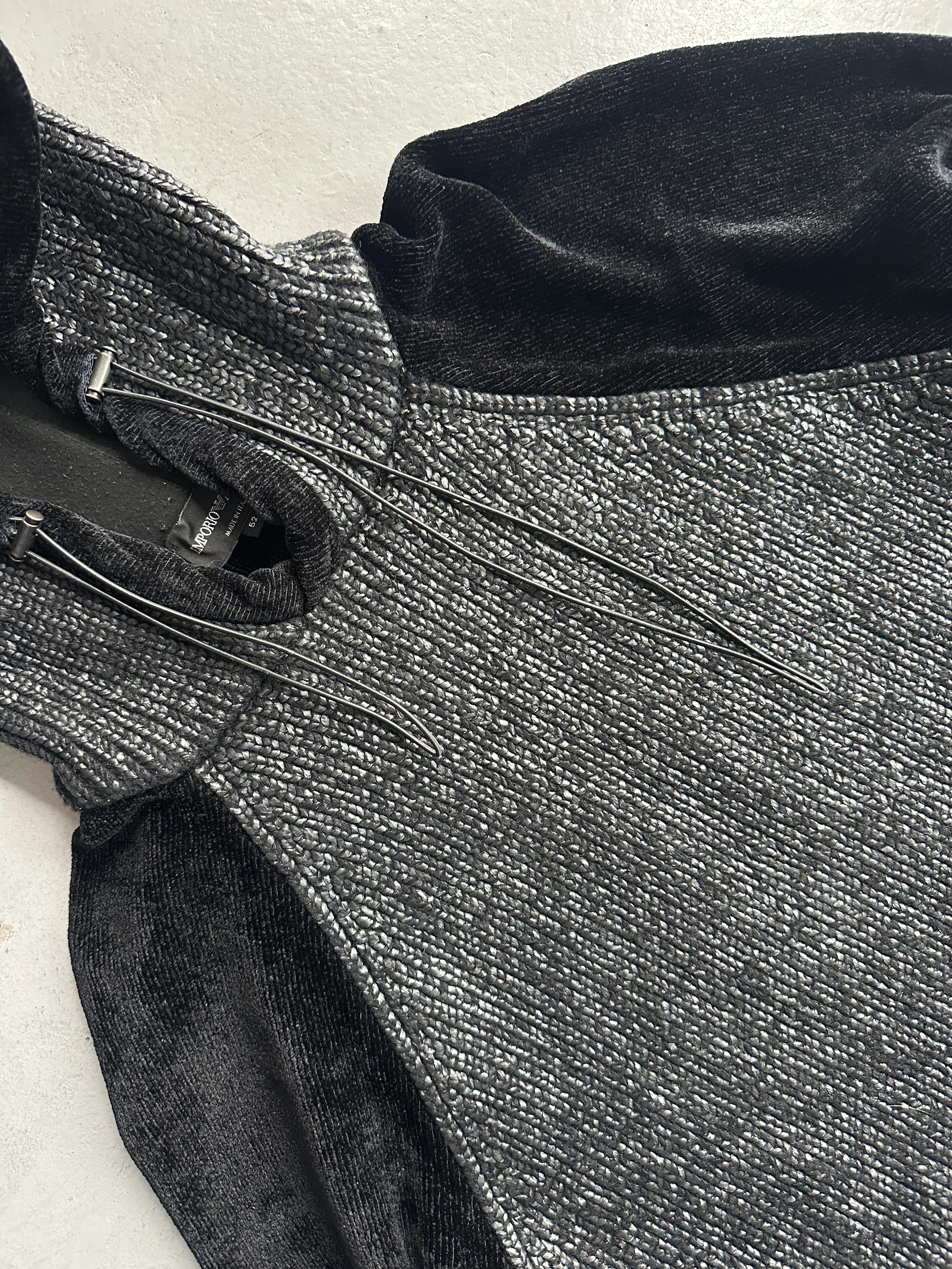 EMPORIO ARMANI - 2000s CHENILLE JUMPER WITH CONTRASTING FRONT AND HOOD