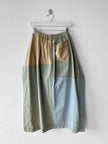ISSEY MIYAKE HAI - 1980s PATCHWORK DENIM MAXI WRAP SKIRT
