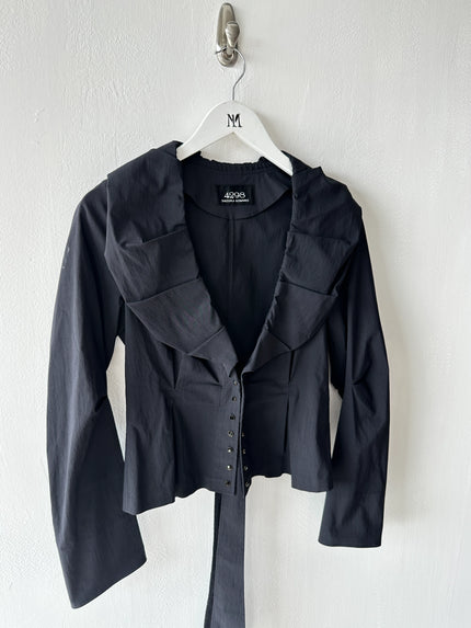 JAPANESE LABEL 2000s PANELED BLOUSE WITH SCULPTURAL COLLAR