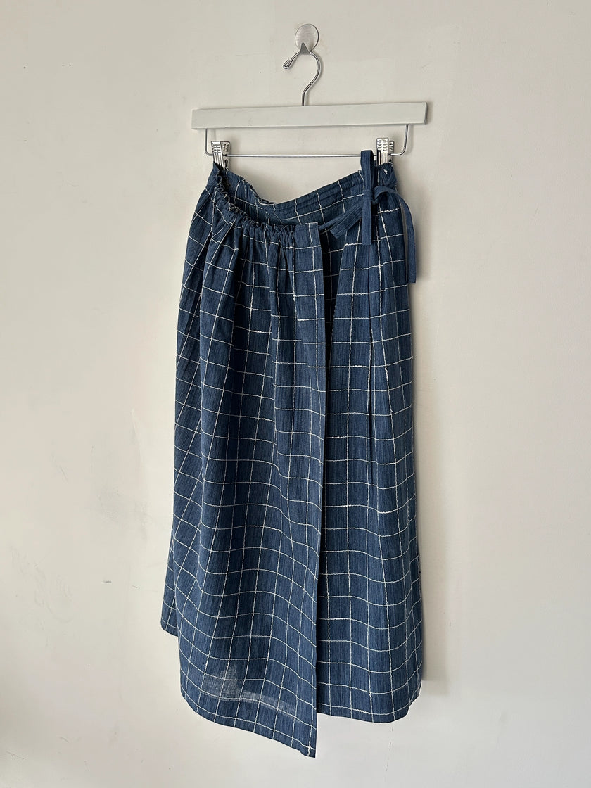 ISSEY MIYAKE PLANTATION - 1980s ASYMMETRIC LONG WRAP SKIRT