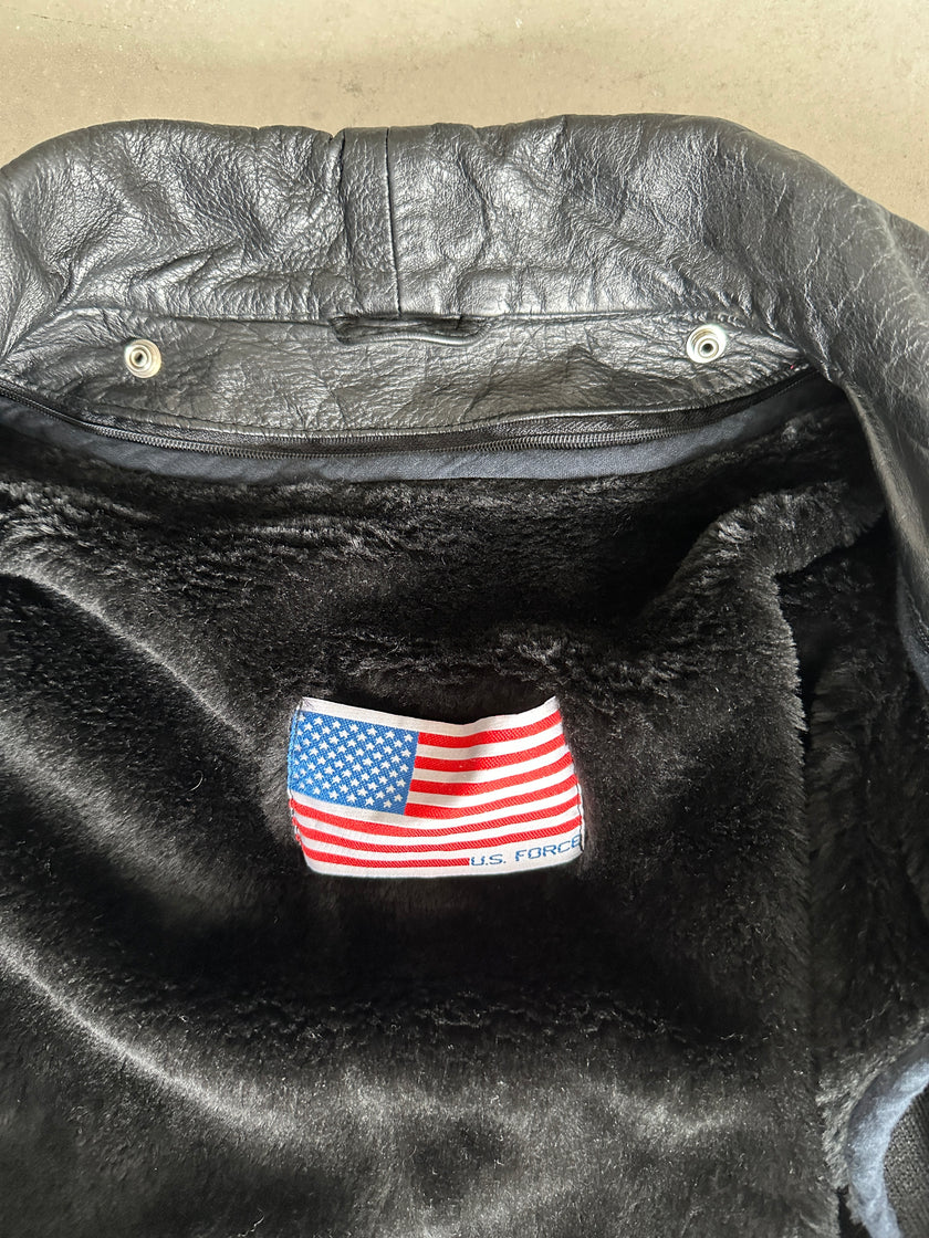 1970s LEATHER AVIATOR BOMBER JACKET