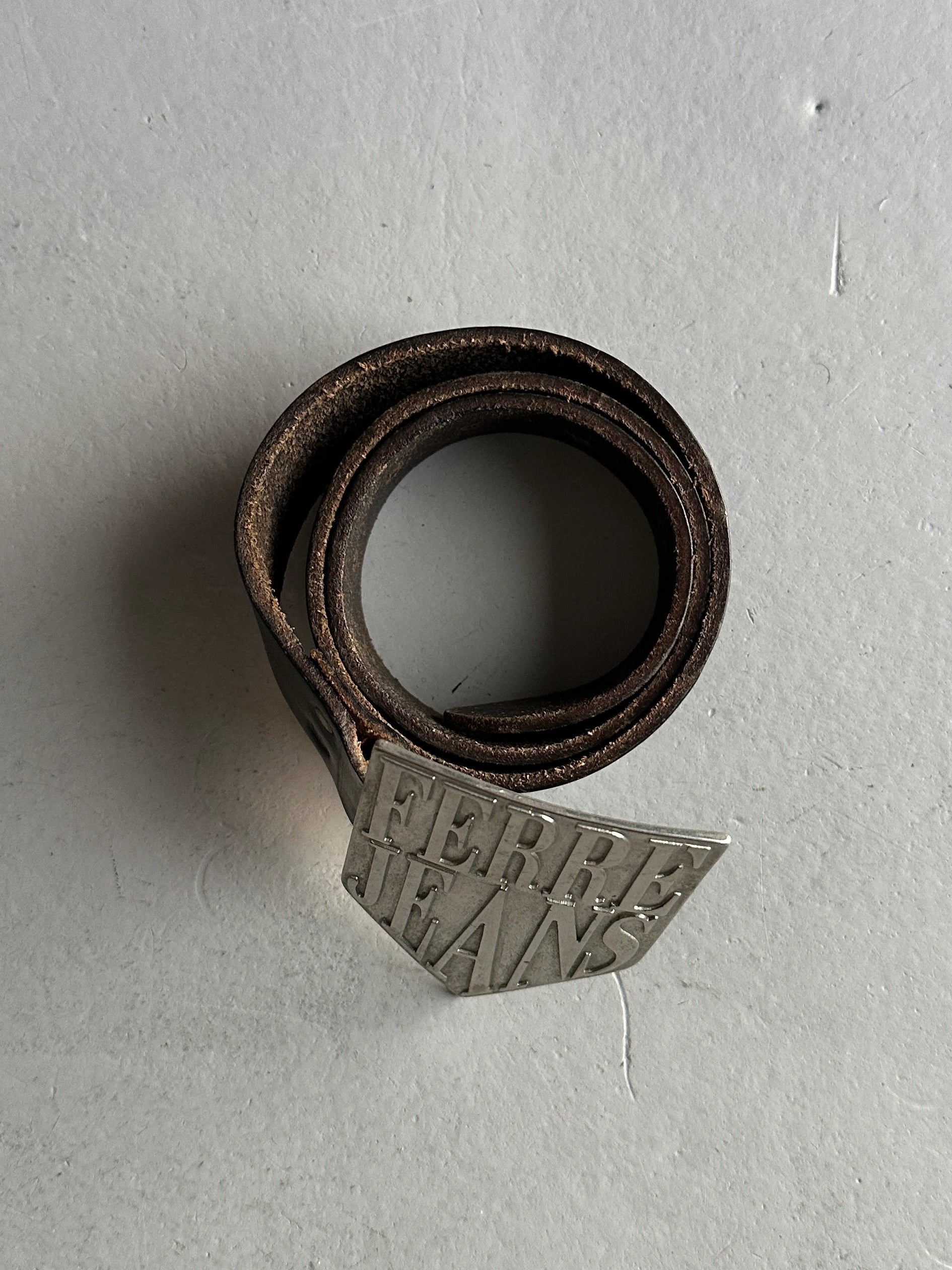 GIANFRANCO FERRÉ - 1990s OVERSIZED BUCKLE LEATHER BELT