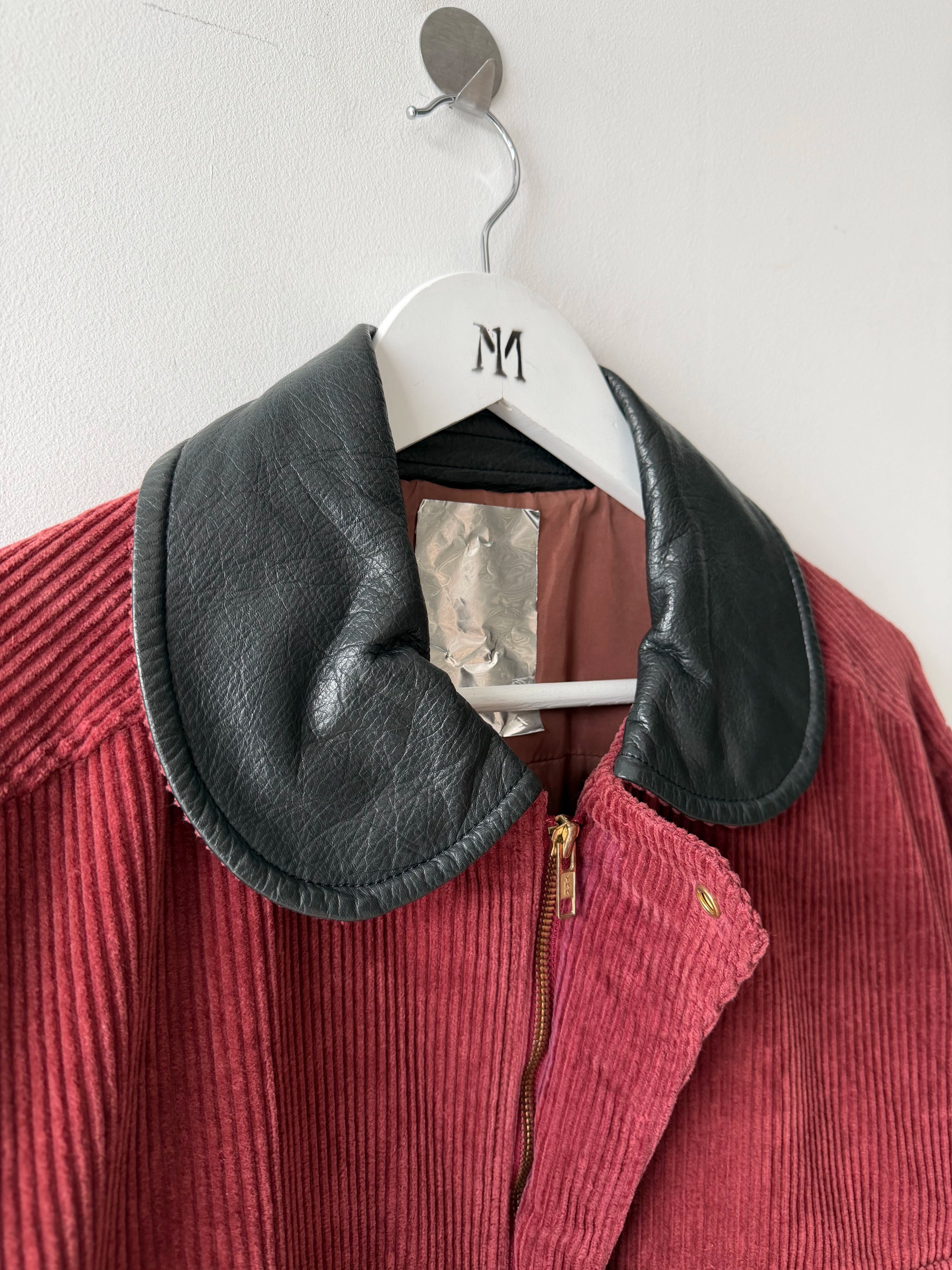 JAPANESE LABEL - 1990s CORDUROY JACKET WITH CONTRASTING LEATHER COLLAR