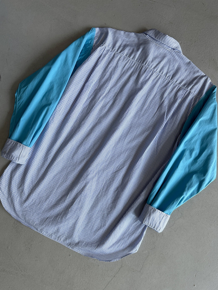 COMME DES GARÇONS - 1990s CONTRASTING SLEEVE PINSTRIPED SHIRT