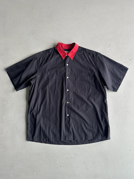 COMME DES GARÇONS HOMME - S/S 1991 CONTRASTING COLLAR SHORT SLEEVE SHIRT