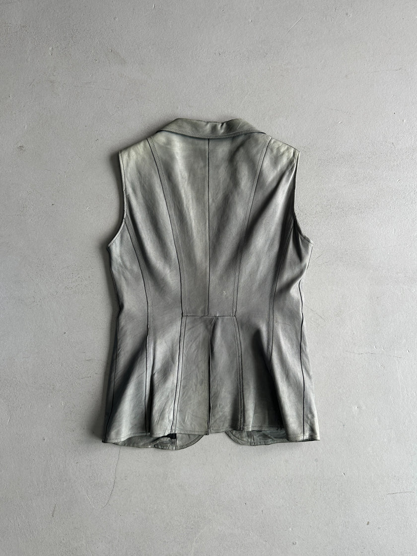 COSTUME NATIONAL - 1990s LEATHER VEST GILET