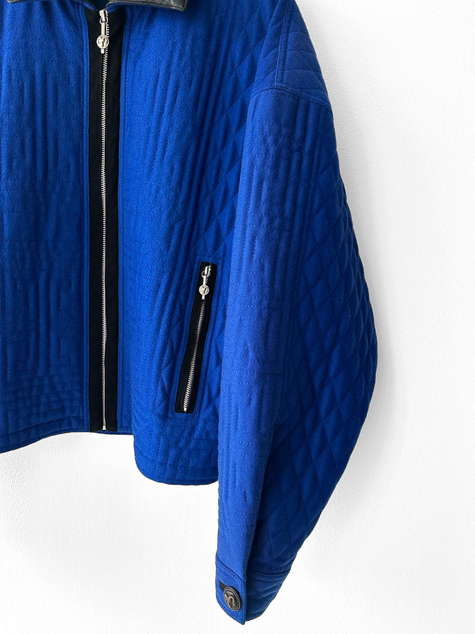 ISTANTE by GIANNI VERSACE - early 1990s CROP FIT BOMBER JACKET WITH CONTRASTING PLUSH COLLAR