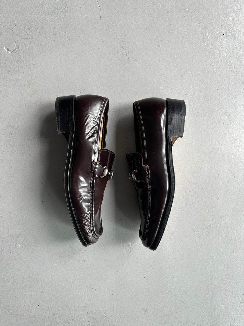 GUCCI - 1980s SQUARE TOE HORSEBIT LOAFERS