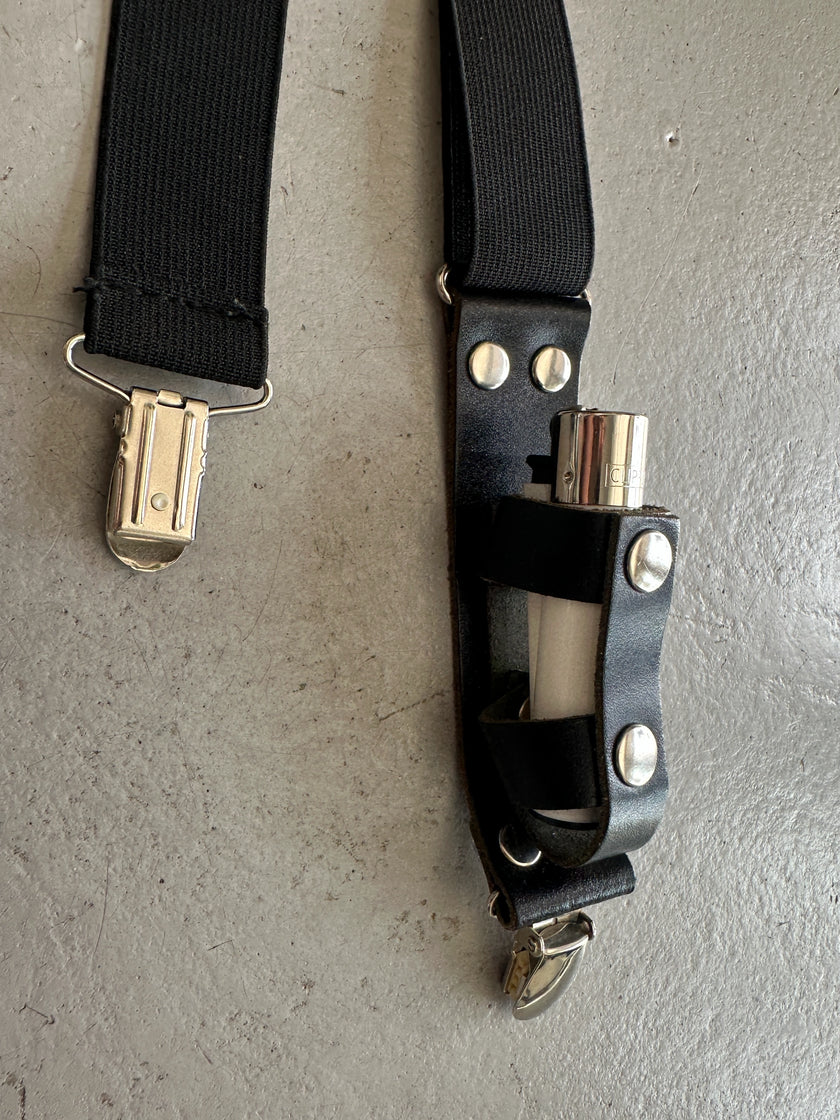 1990s Y BACK SUSPENDERS WITH LEATHER POUCHES