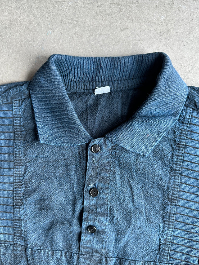 1980s DENIM LOOK POLO SWEATER