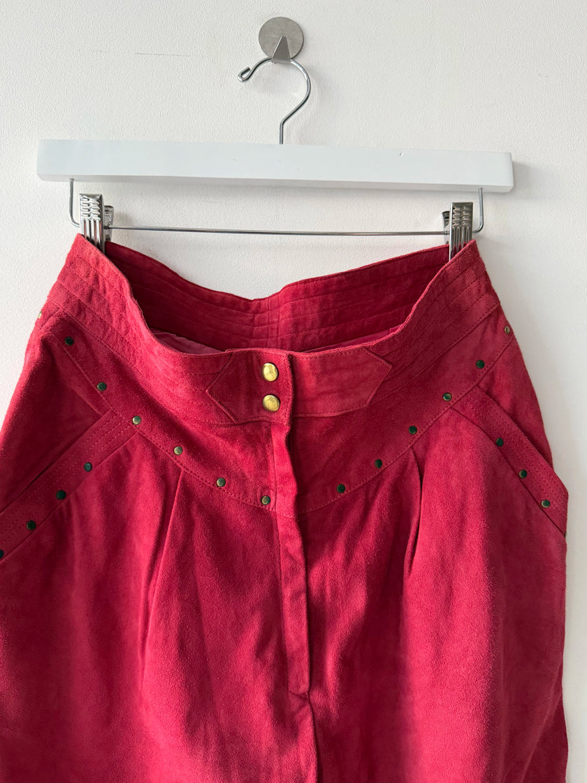 ESCADA - 1980s HIGH WAIST BALLOON FIT SUEDE TROUSERS