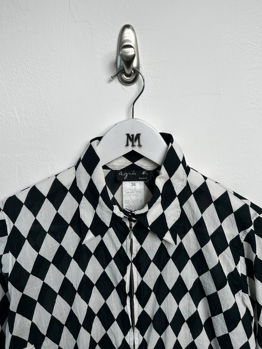 AGNÈS B. - 2000s CRINKLED ZIPPED SHIRT