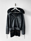 JAPANESE LABEL - late 1990s LEATHER JACKET WITH KNITTED HEM AND ZIP AT BACK