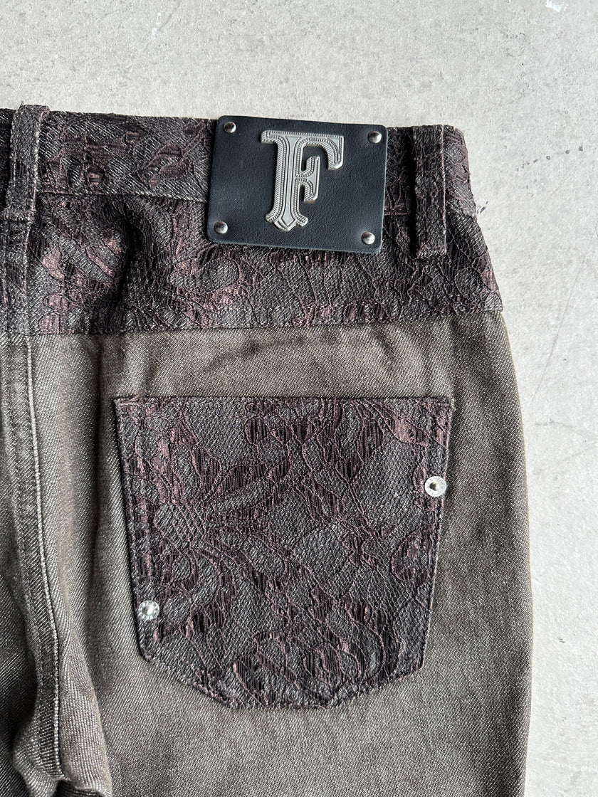 GIANFRANCO FERRÉ - 1990s SLIM FIT JEANS WITH LACE DETAILS