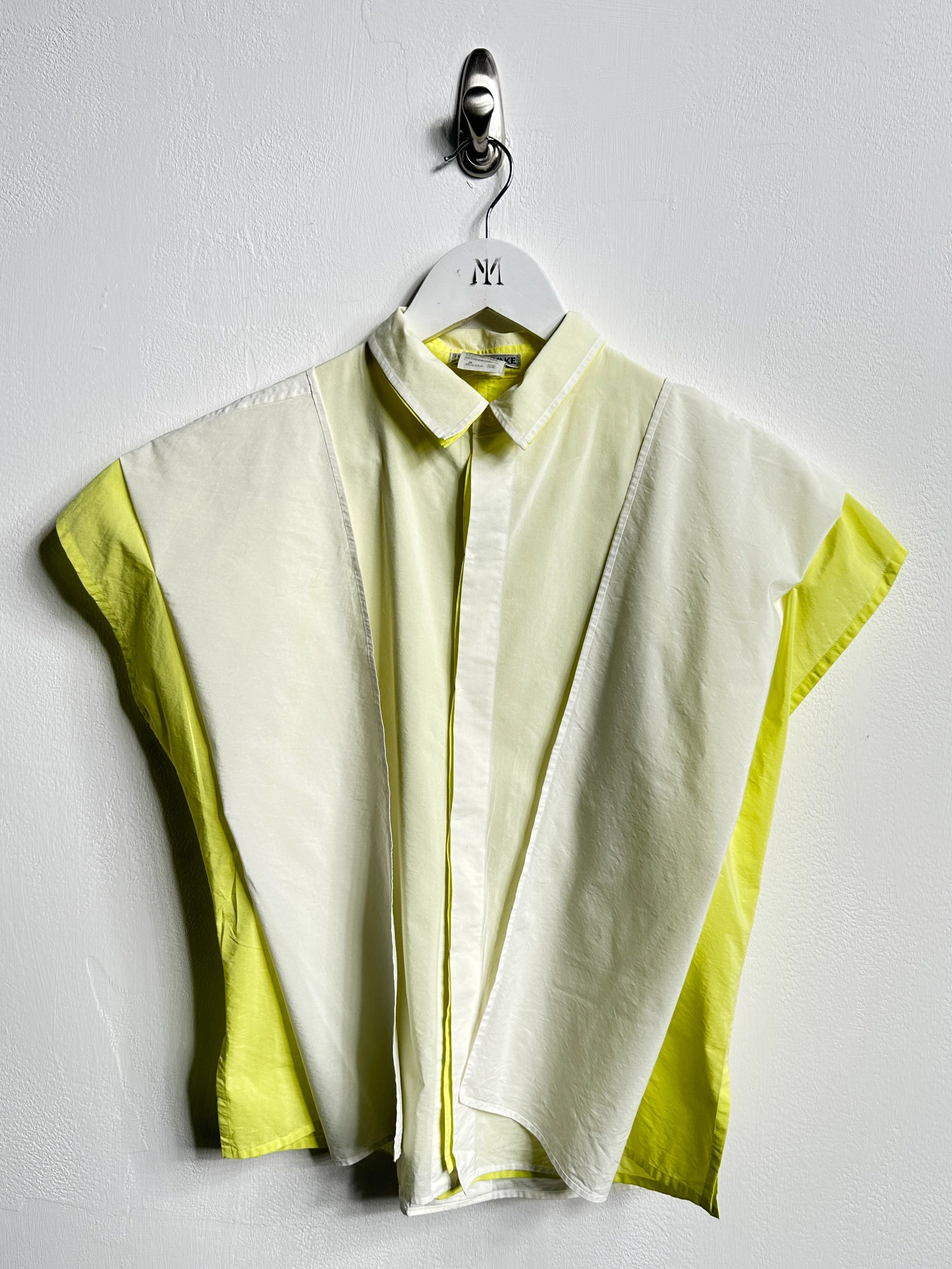 ISSEY MIYAKE - S/S 2014 LAYERED BLOUSE WITH CONTRASTING YELLOW INNERN LAYER
