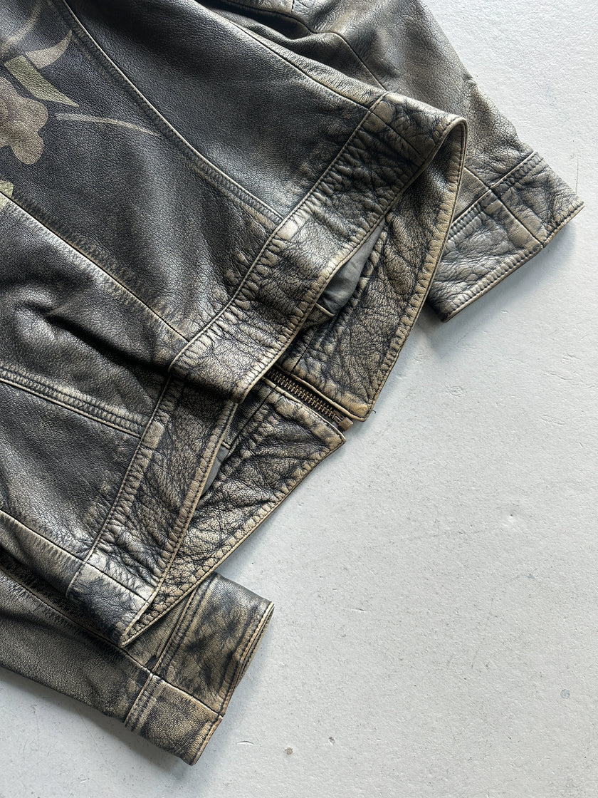 DIESEL - 2000s DISTRESSED LEATHER BIKER JACKET