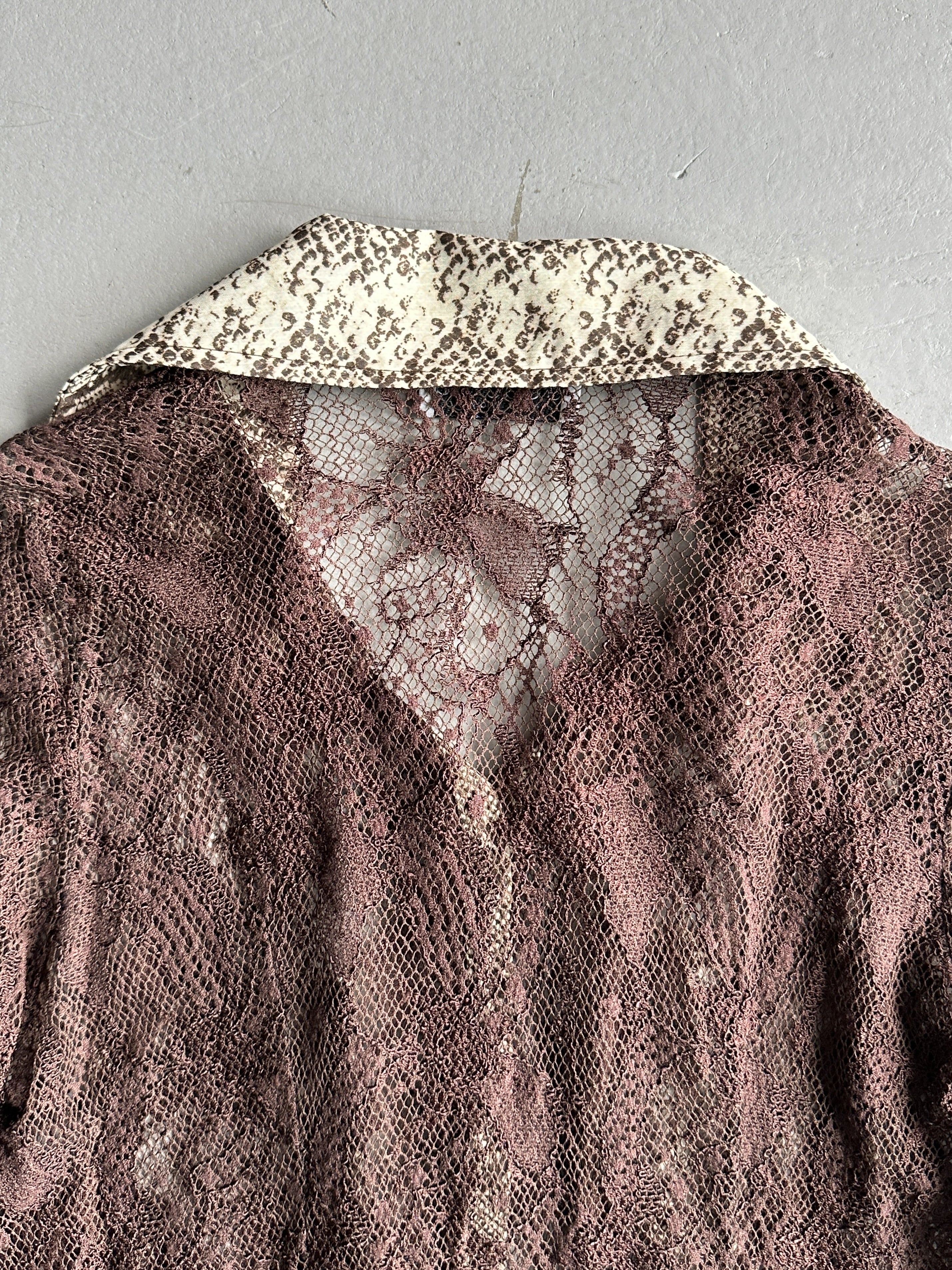 2000s LACE SHIRT WITH SNAKESKIN DETAILS