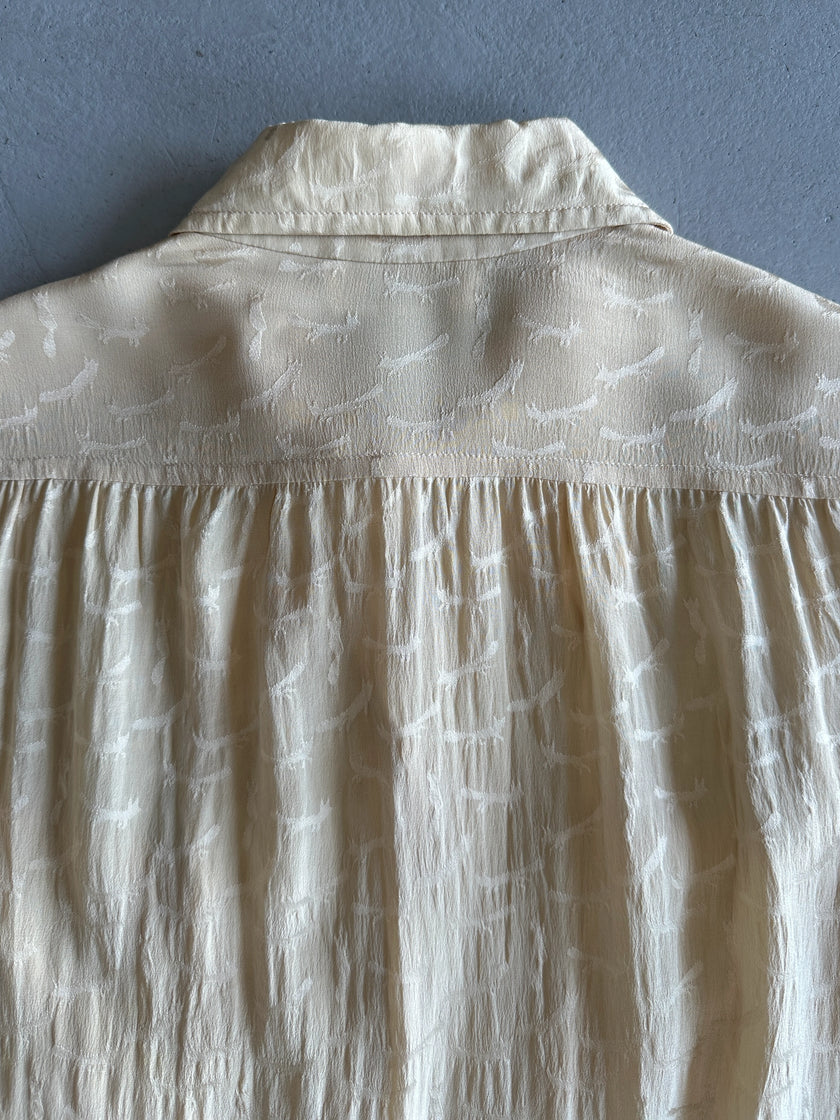 HERMÈS - 1970s COLLARED SILK SHIRT