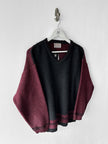 ARMANI JEANS - late 1990s TWO TONE MIXED KNIT V NECK JUMPER