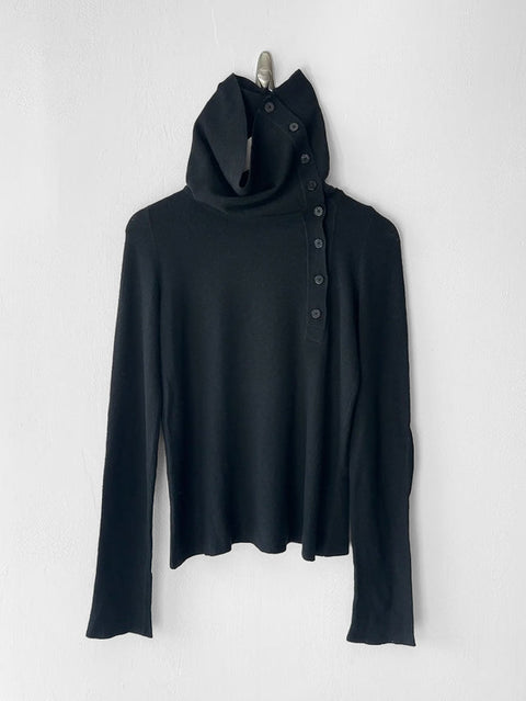 EMPORIO ARMANI - circa 1996 LONG SLEEVE KNIT TOP WITH ASYMMETRIC BUTTON DETAILING
