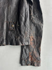 ITALIAN LABEL early 2000s DISTRESSED LEATHER JACKET WITH BONDAGE SLEEVE