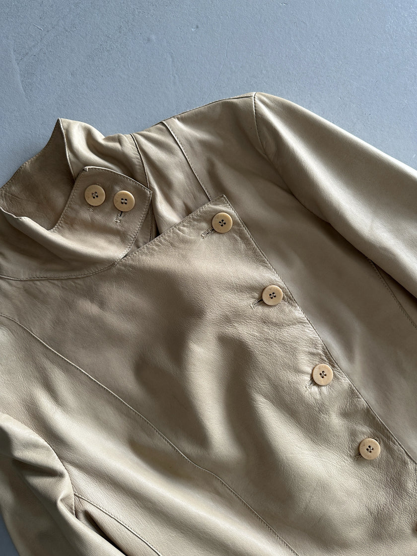 EMPORIO ARMANI - 2004 FUNNEL NECK LEATHER JACKET