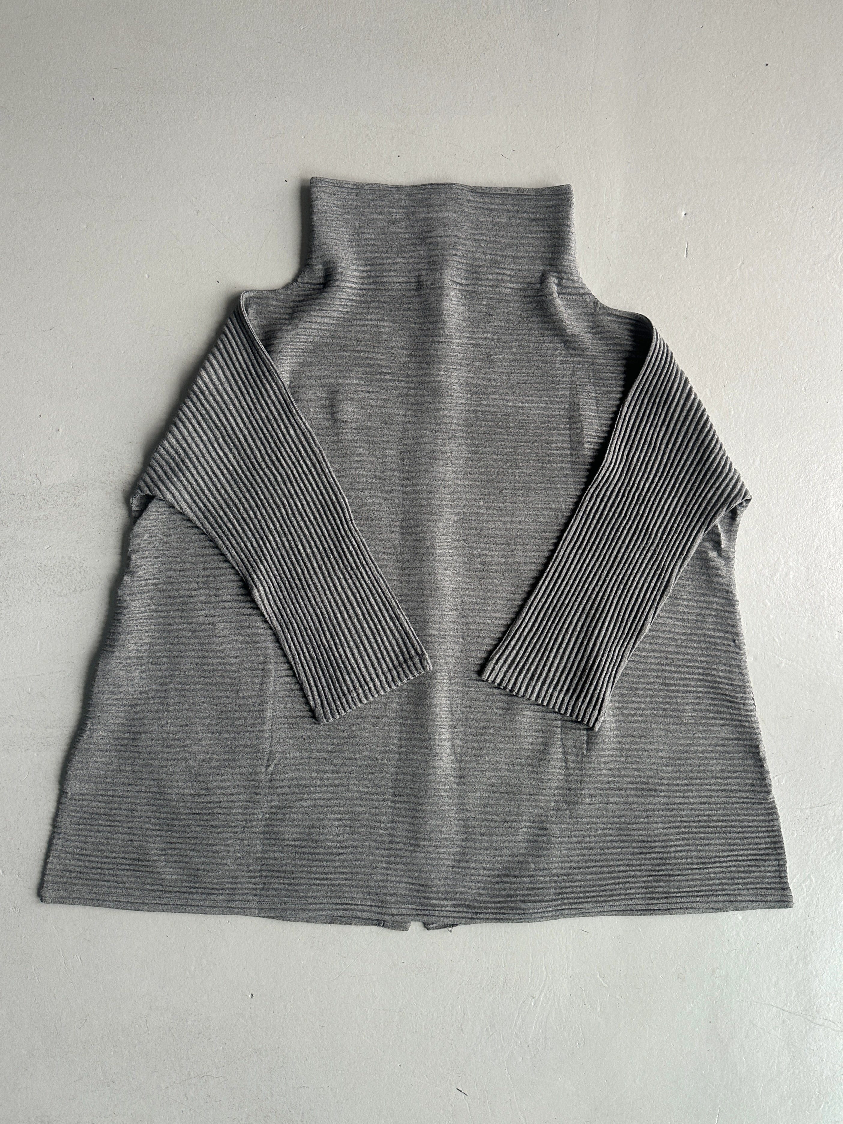 ISSEY MIYAKE - 2000s FUNNEL NECK PLEATED CARDIGAN