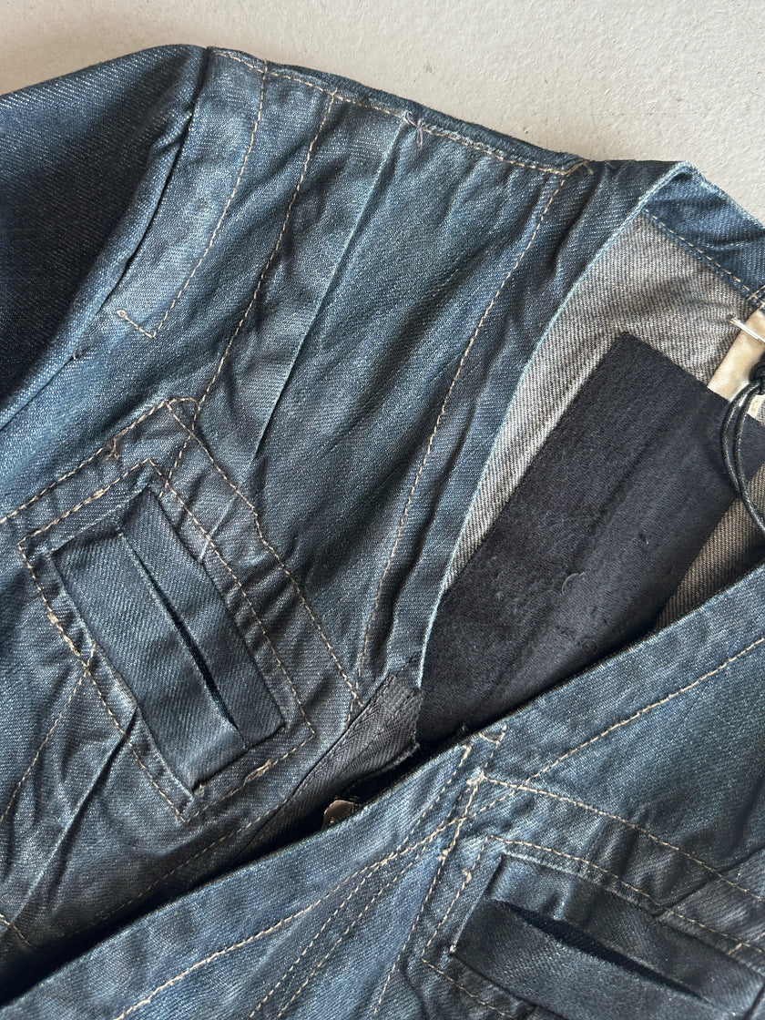 RICK OWENS SLAB - A/W 2003 SLIM FIT WAXED DENIM JACKET