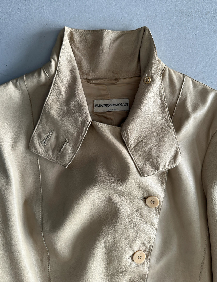 EMPORIO ARMANI - 2004 FUNNEL NECK LEATHER JACKET