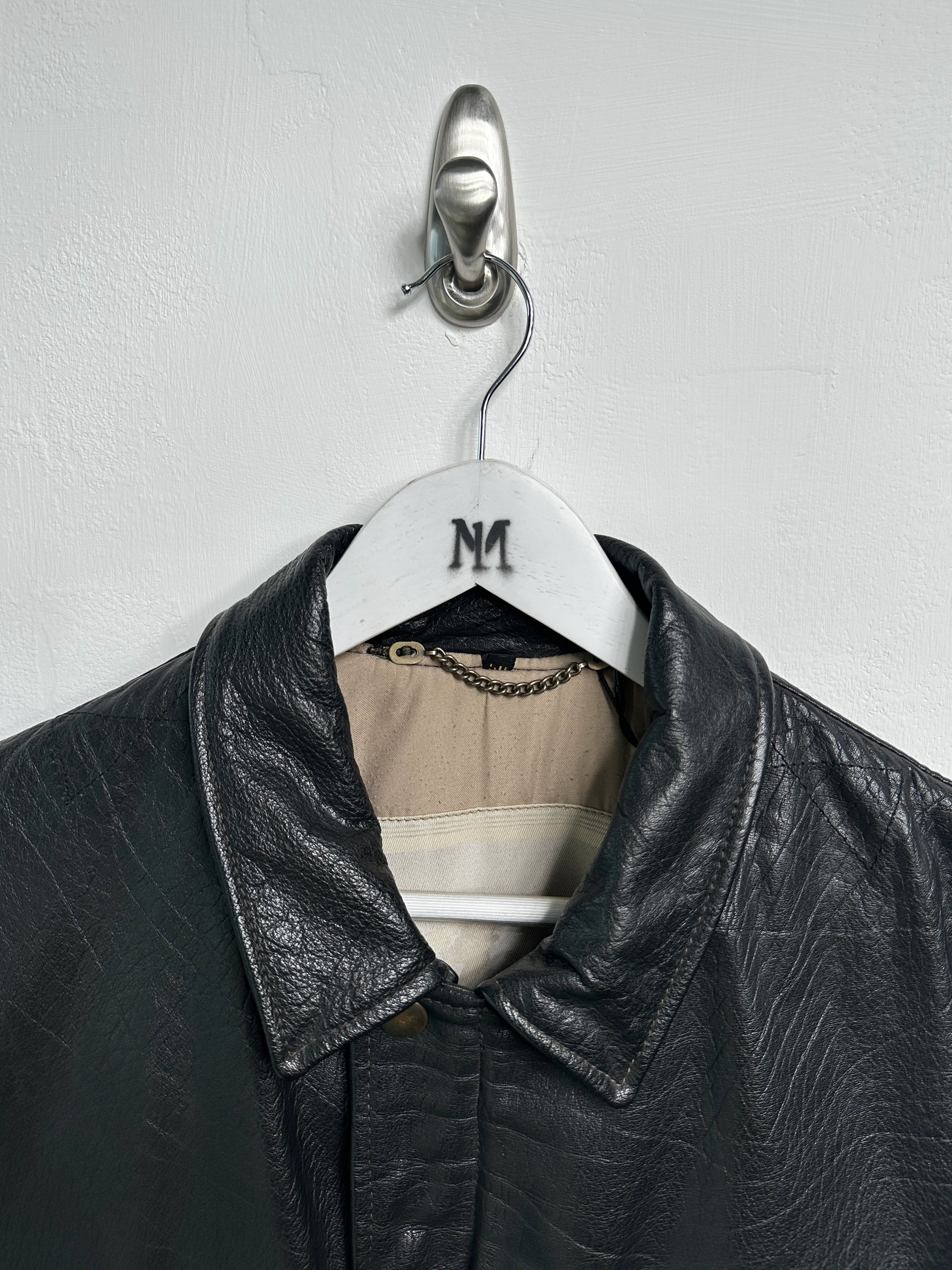 EMPORIO ARMANI - 1980s LEATHER BOMBER JACKET