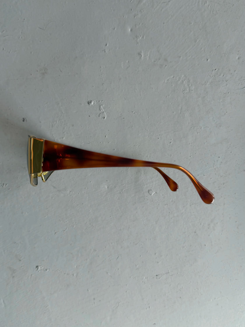 GIANFRANCO FERRÉ - 1990s GEOMETRIC SUNGLASSES WITH TORTOISESHELL ARMS