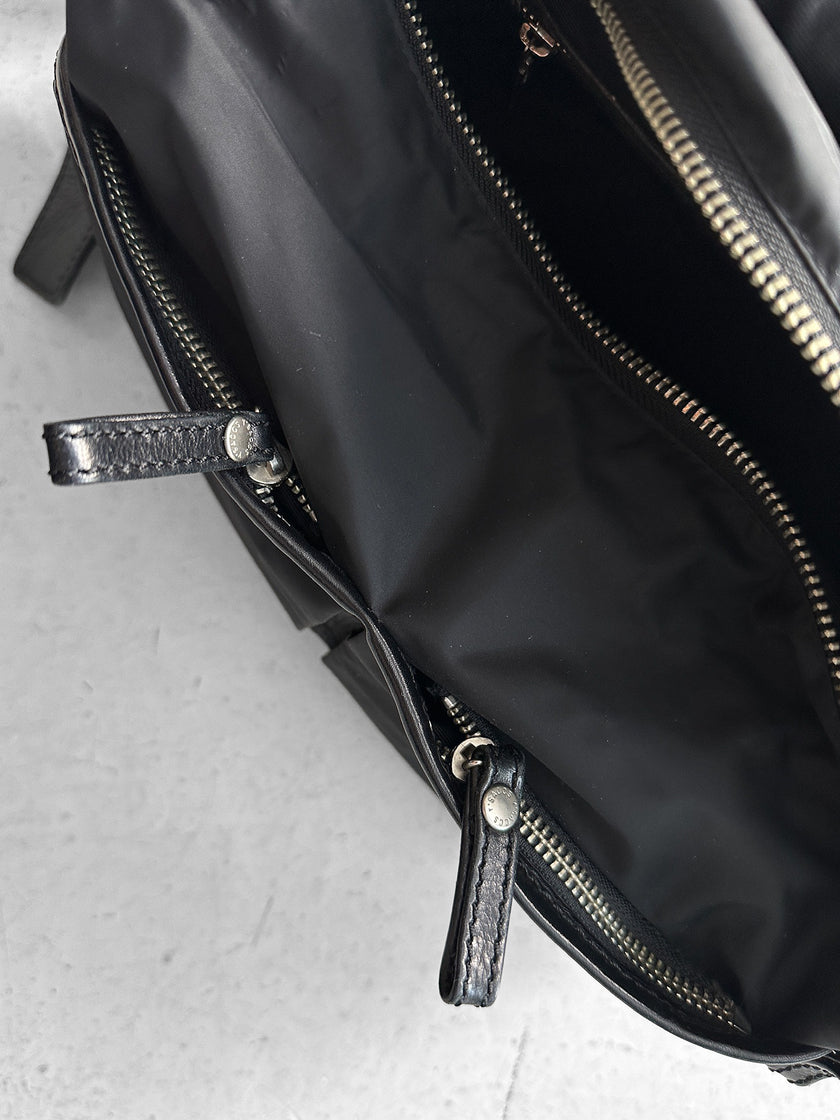 YOHJI YAMAMOTO Y'SACCS - late 1990s-2000s NYLON MESSENGER BAG WITH LEATHER FRONT PANEL