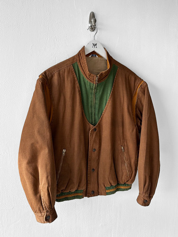 SPANISH LABEL 1980s 2 in 1 BOMBER JACKET WITH ZIP OFF SLEEVE