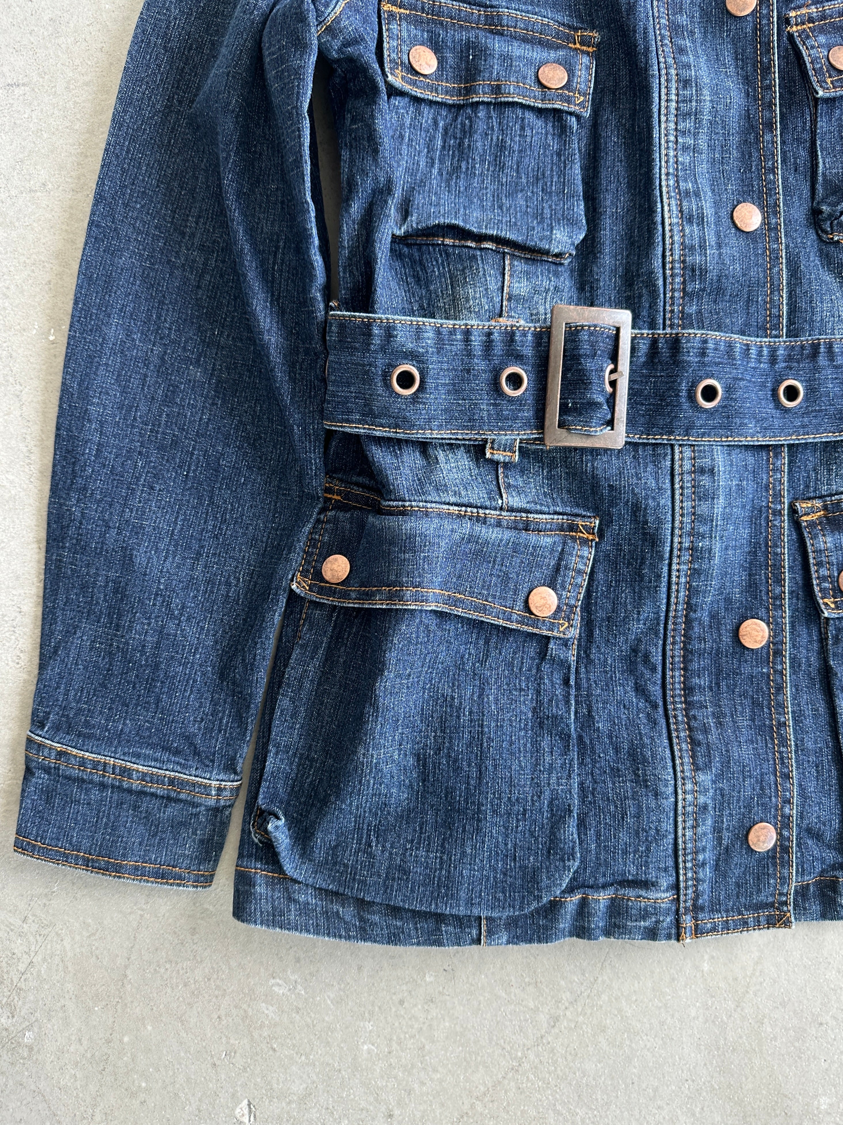 2000s BELTED DENIM JACKET