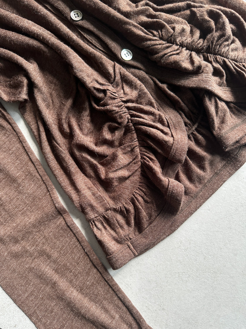 ZUCCA - F/W 2003 RUCHED HEM V NECK CARDIGAN
