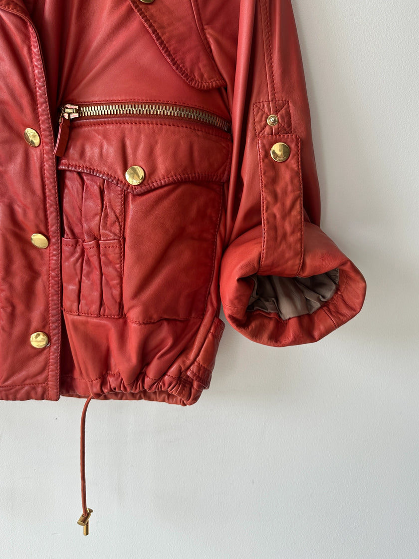 GUCCI - S/S 2009 ROLLED UP SLEEVE SOFT LEATHER BIKER JACKET