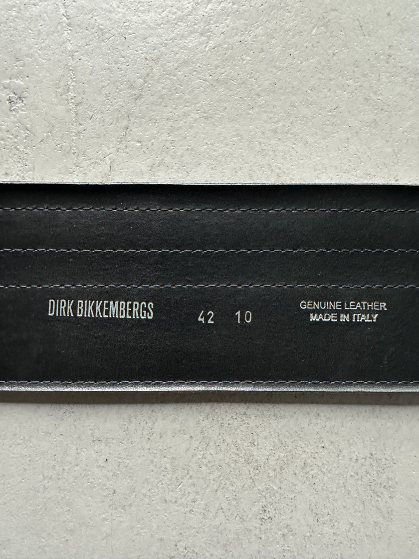 DIRK BIKKEMBERGS - S/S 1998 WIDE LEATHER BELT WITH METAL CHARM DETAIL