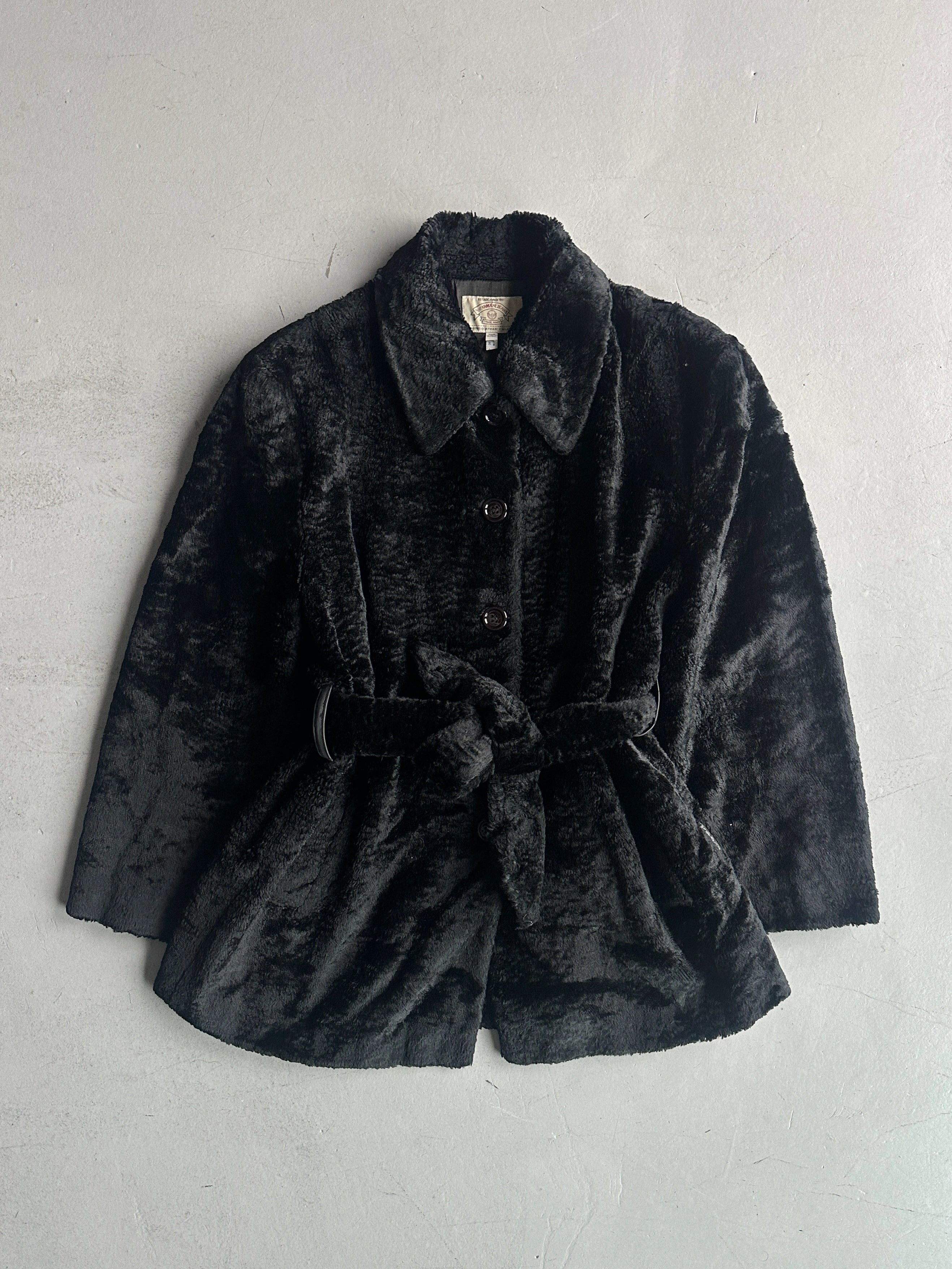 ARMANI JEANS - F/W 1996 FAUX SHEARLING JACKET WITH BELT AT WAIST