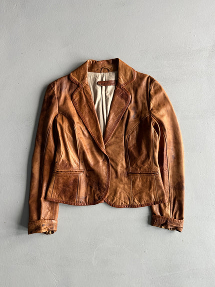 1990s DISTRESSED LEATHER BLAZER