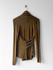 JEAN PAUL GAULTIER SOLEIL - 1990s STRETCH LONG SLEEVE TOP WITH BONDAGE STRAPS AT BACK